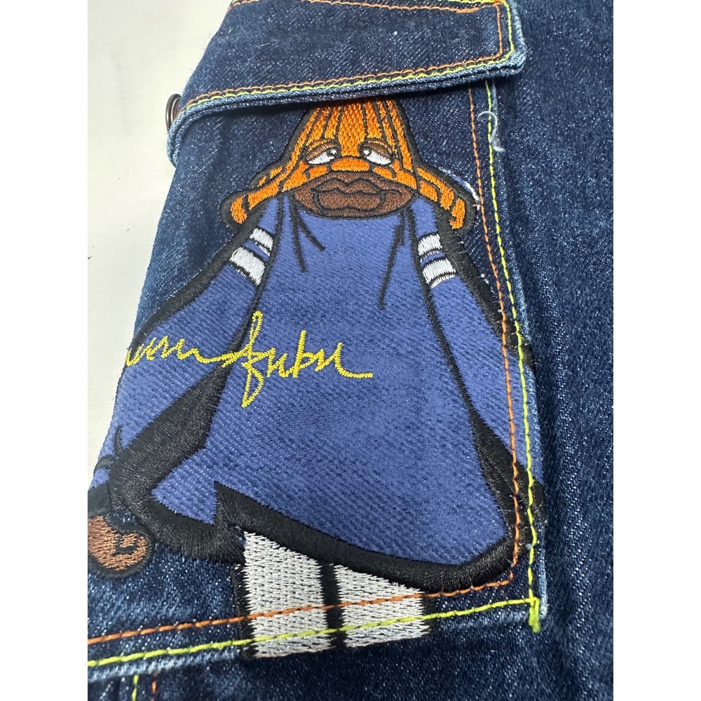 Vintage Platinum FUBU Women's Denim Shorts Size 28 Fat Albert Dumb Donald Y2K - Picture 4 of 11